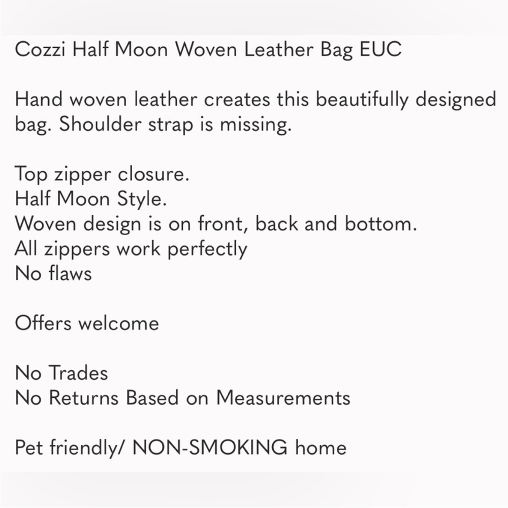 Cozzi Half Moon Woven Leather Bag EUC - Picture 5 of 7